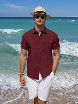 Univibe Men Solid Casual Maroon Shirt