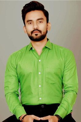 Neviq Men Solid Formal Light Green Shirt