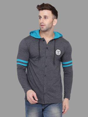 HouseOfCommon Men Solid Casual Grey Shirt