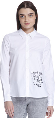 VERO MODA Women Printed Casual White Shirt
