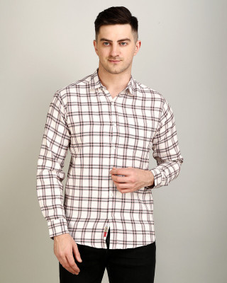 Apuesto Men Checkered Casual White Shirt