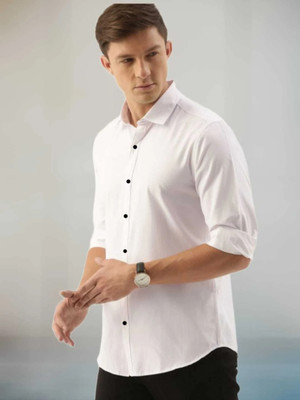 Rajarenchhod Men Solid Casual White Shirt