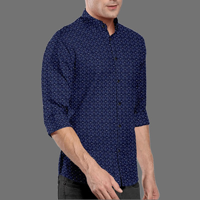 CLOSWIF CREATIONS Men Solid Casual Dark Blue Shirt