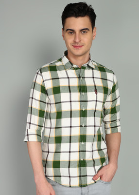 U.S. POLO ASSN. Men Checkered Casual White Shirt
