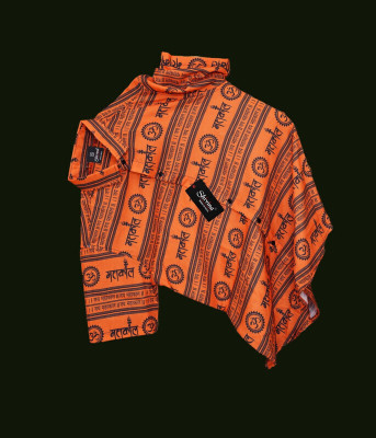 AAIDEC Men Printed Casual White, Orange, Black Shirt