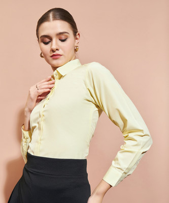 Dressberry Women Solid Casual Yellow Shirt