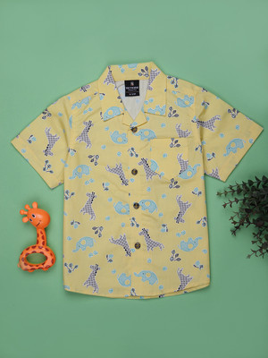 V-MART Baby Boys Printed Casual Yellow Shirt