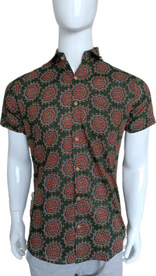 Celestial clothing Men Printed Casual Dark Green Shirt