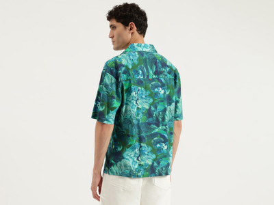 United Colors of Benetton Men Printed Casual Blue Shirt