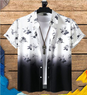 Radha Krishna Fashion Men Printed Casual Black, White Shirt
