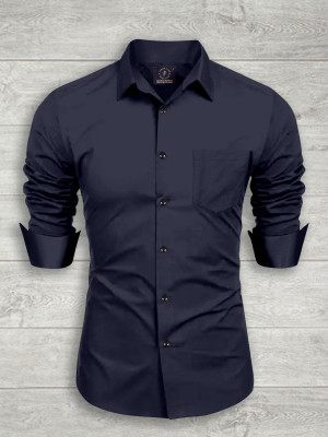 VeeraFlex Men Solid Casual Blue Shirt