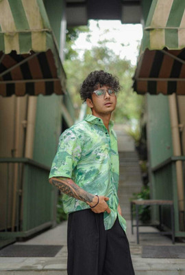 STOVESSY Men Printed Casual Green Shirt