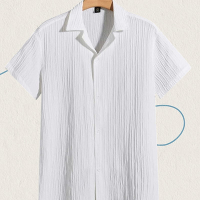 A Dearise Trend Men Self Design Casual White Shirt