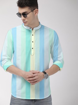 METRONAUT Men Striped Casual Light Blue Shirt