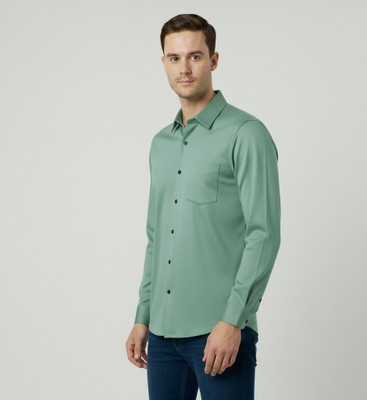 Cloud Men Solid Casual Green Shirt