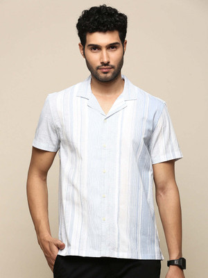 INVICTUS Men Striped Casual White Shirt