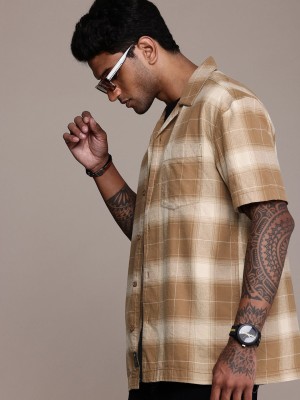 Roadster Men Checkered Casual Brown Shirt