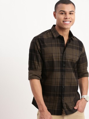 Showoff Men Checkered Casual Dark Green Shirt