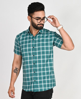Dark Age Men Checkered Casual Green Shirt
