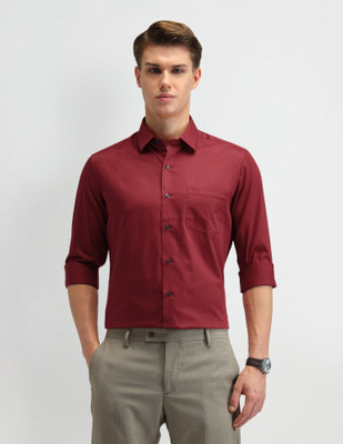 ARROW Men Solid Formal Red Shirt