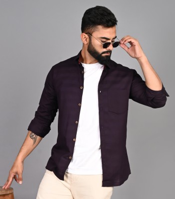 FUBAR Men Striped Casual Purple Shirt