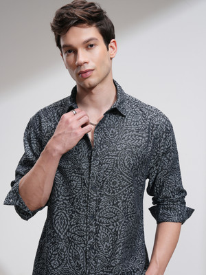 HIGHLANDER Men Self Design Casual Beige Shirt