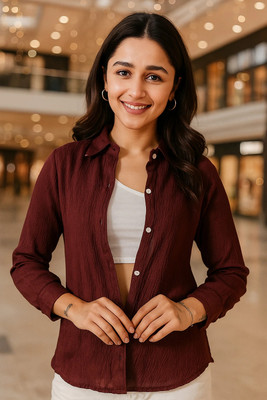 EKASYA Women Solid Casual Brown Shirt