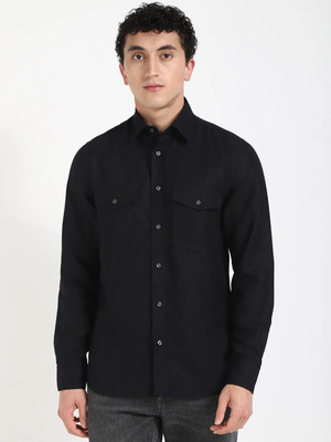 TOMMY HILFIGER Men Solid Casual Black Shirt