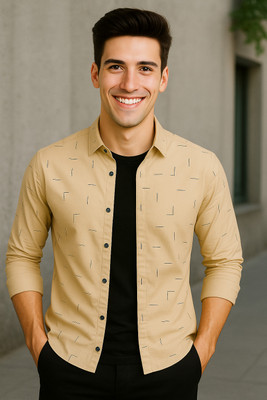 S-LINE Men Solid Casual Brown, White, Dark Blue Shirt