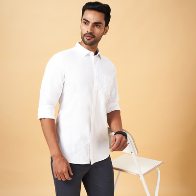 Byford by Pantaloons Men Solid Casual White Shirt