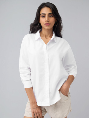 The Souled Store Women Solid Casual White Shirt