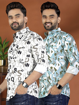 ADWYN PETER Men Printed Casual Multicolor Shirt(Pack of 2)