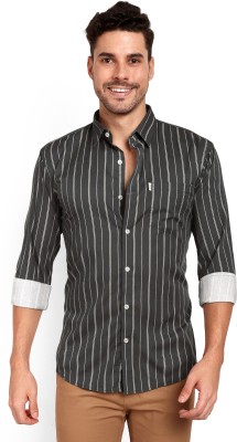 HouseOfCommon Men Striped Casual Black Shirt