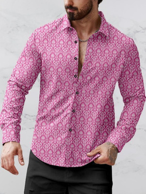 ISUEL FAB Men Ethnic Motifs Casual Pink Shirt