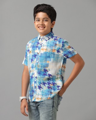 Under Fourteen Only Boys Checkered Casual Blue Shirt