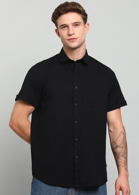 INTEGRITI Men Self Design Casual Black Shirt
