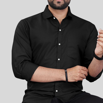 CLOSWIF CREATIONS Men Solid Casual Black Shirt