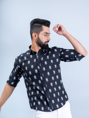 TISTABENE Men Printed Casual Dark Blue, White Shirt