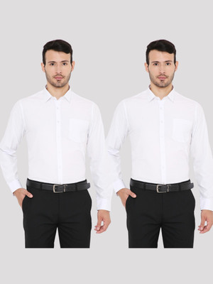 MAHARAJA Men Solid Formal White Shirt(Pack of 2)