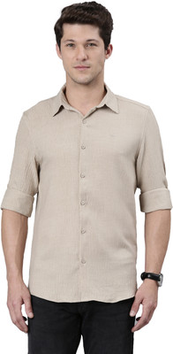 Eletia Men Self Design Casual Cream Shirt