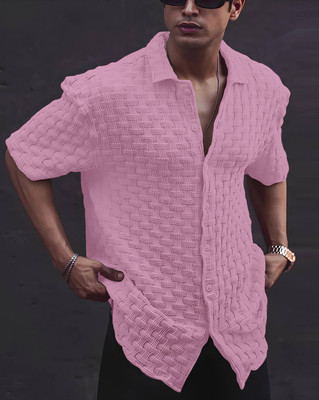Ladli Trends Men Self Design Casual Pink Shirt