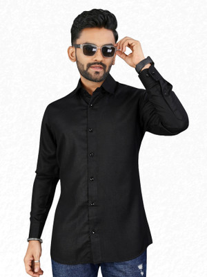 SHIVYM Men Solid Formal Black Shirt