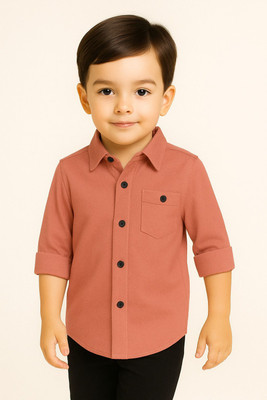 jabak creation Boys Solid Wedding Pink Shirt