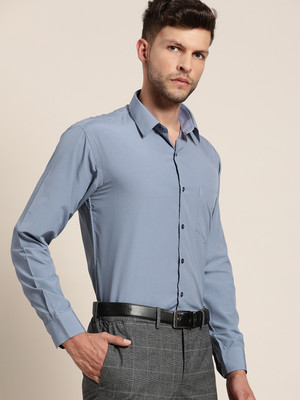 Hancock Men Solid Formal Blue Shirt