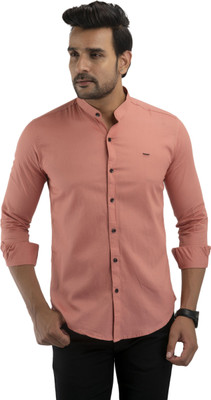 Vcom Men Solid Casual Pink Shirt
