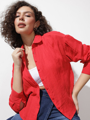 Roadster Women Solid Casual Red Shirt
