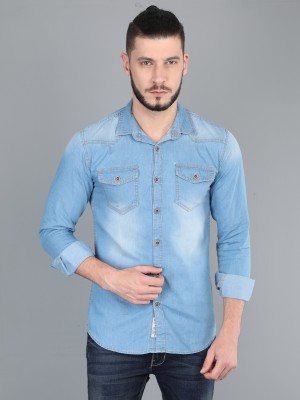 Carbonn Cloth Men Solid Casual Light Blue Shirt