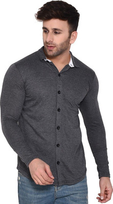 Lawful Casual Men Solid Casual Grey Shirt