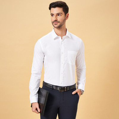 Peregrine by Pantaloons Men Solid Formal White Shirt