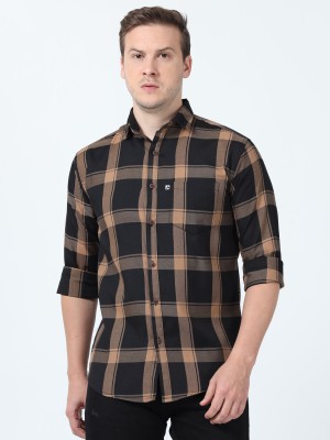 AIDAN PAUL Men Checkered Casual Brown Shirt